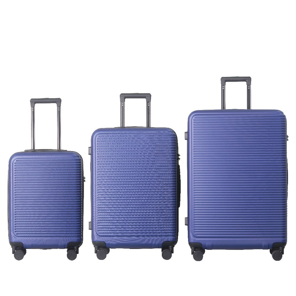 3 Piece ABS Luggage Set with TSA Lock, Lightweight Spinner Suitcases, 20"/24"/28", Blue