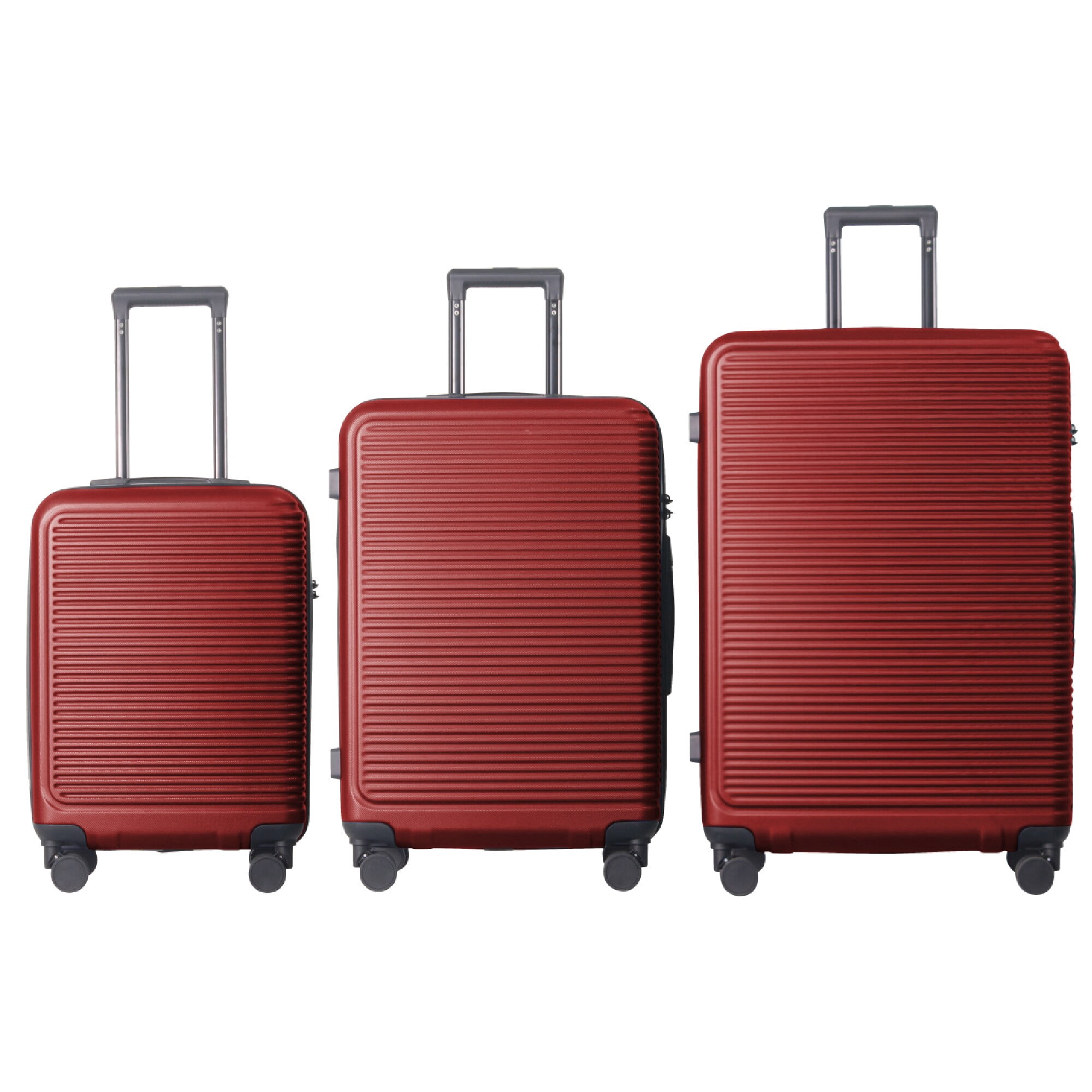3 Piece ABS Luggage Set with TSA Lock, Lightweight Spinner Suitcases, 20"/24"/28", Wine Red