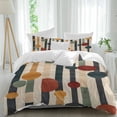thumbnail image 1 of 3 Piece Abstract Boho Duvet Cover Set Queen Size,Microfiber Comforter/Quilt Cover with Corner Ties and 2 Pillowcases,Vintage Multicolored Geometric Stripes All Season Soft Bedding with Zipper Closure, 1 of 8