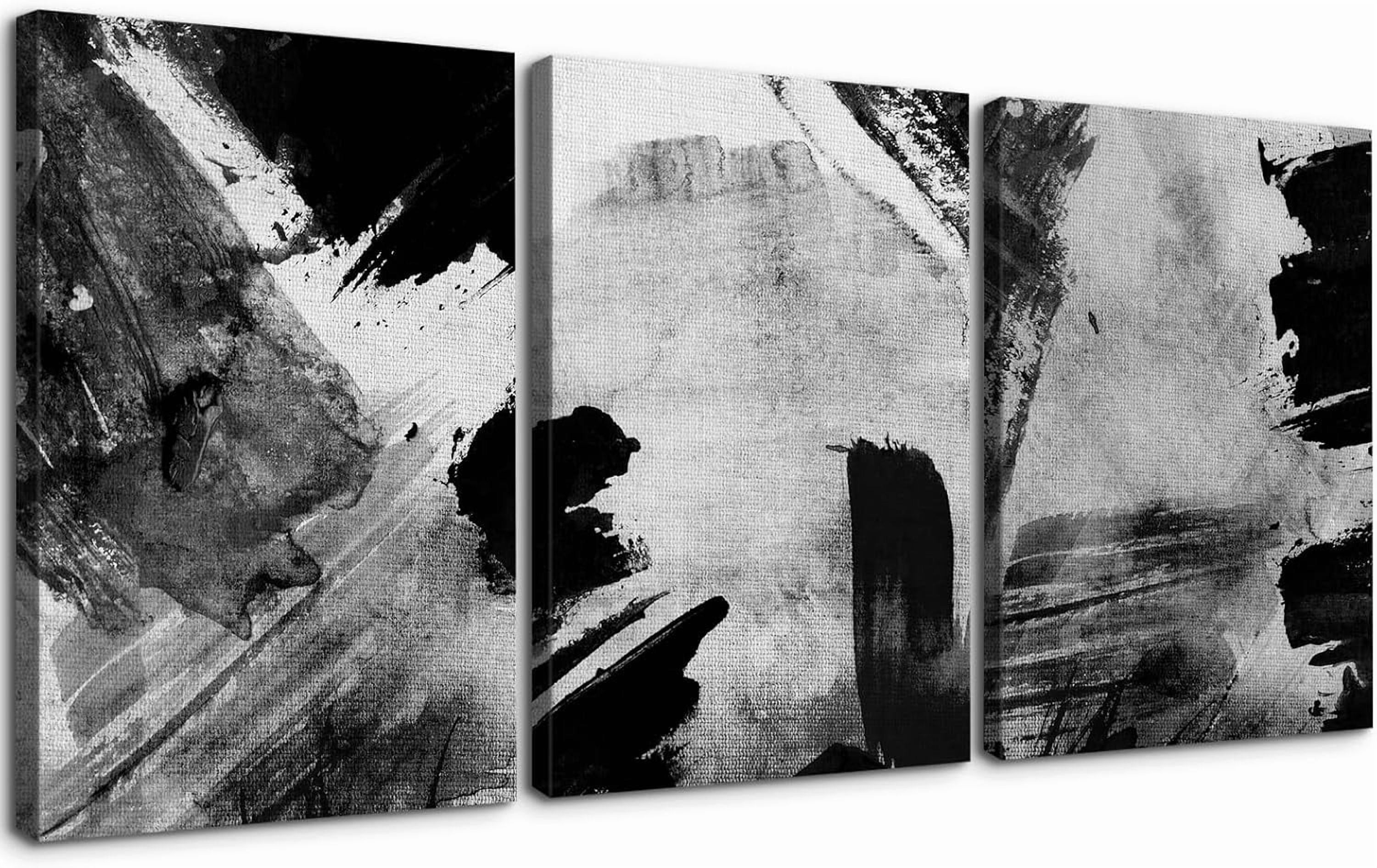 3 Piece Abstract Wall Art Black and White Paintings Minimalist Wall ...