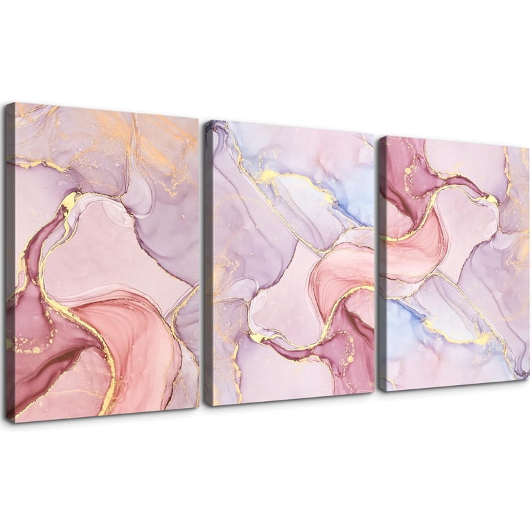Wall Art Stylish Gold and Pink Framed Pink Gold Abstract Ribbon Painting Original Painting on  main image 3