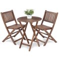 thumbnail image 1 of 3-Piece Acacia Wood Bistro Set, Wooden Folding Patio Furniture for Garden Backyard Balcony Porch w/ 1 Coffee Table and 2 Foldable Chairs, Natural Stained, 1 of 5