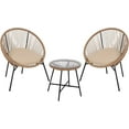 thumbnail image 1 of 3-Piece Acapulco Outdoor Bistro Set, All-Weather Woven Patio Chairs with Thick Cushions & Tempered Glass Table, Modern Conversation Set for Balcony, Poolside, Porch, 1 of 8