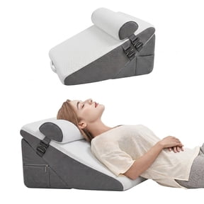 3-Piece Adjustable Orthopedic Bed Wedge Pillow Set for Acid Reflux, Back Pain and Post Surgery Recovery, Washable Jacquard Cover