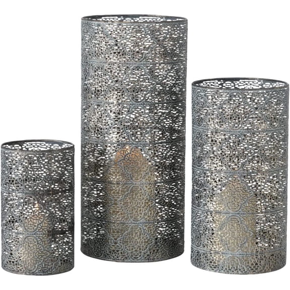 3 Piece Alhambra Hurricane Candle Lantern Set, 15.75 Inches