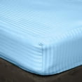 thumbnail image 1 of 3 Piece All Around Elastic Fitted Bedsheet, 100% Egyptian Cotton 400 Thread Count - Olympic Size 14 Inch Deep Pocket - Light Blue Stripe., 1 of 4