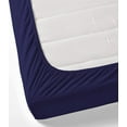 thumbnail image 1 of 3 Piece All Around Elastic Fitted Bedsheet, 100% Egyptian Cotton 400 Thread Count - Queen Size 16 Inch Deep Pocket - Navy Blue Solid., 1 of 6