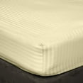 thumbnail image 1 of 3 Piece All Around Elastic Fitted Bedsheet, 100% Egyptian Cotton 400 Thread Count - Twin-XXL Size 18 Inch Deep Pocket - Ivory Stripe., 1 of 4