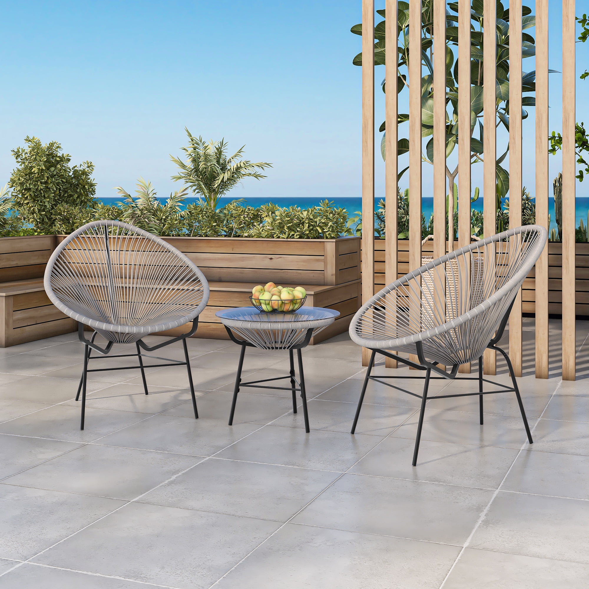 3-Piece All-Weather Acapulco Conversation Set, Aukfa Patio Bistro Set ...