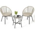 thumbnail image 1 of 3-Piece All-Weather Outdoor Bistro Set Modern Patio Conversation Chairs with Glass Top Table for Balcony,Pool,Garden, 1 of 7