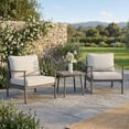 thumbnail image 1 of 3-Piece Aluminum Outdoor Bistro Set, Modern Rope Patio Chairs with Cushions & Side Table, 1 of 7