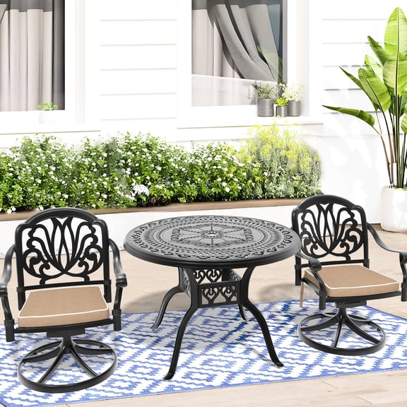 3-Piece Aluminum Outdoor Set / 2 Seats for Garden Dining and Chatting