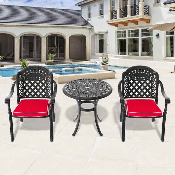 3-Piece Aluminum Patio Set - Weatherproof Frame - Backyard Relax - Natural Curve Design Seats
