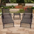 thumbnail image 1 of 3-Piece Aluminum Reclining Outdoor waterproof Chaise Lounge with Wheels And Table Bronze, 1 of 5