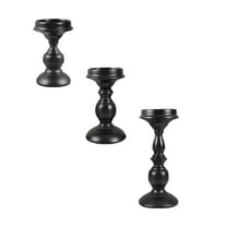 3-Piece American Retro Black Candlestick Set - Halloween, Home Decor, Wedding & Photography Props