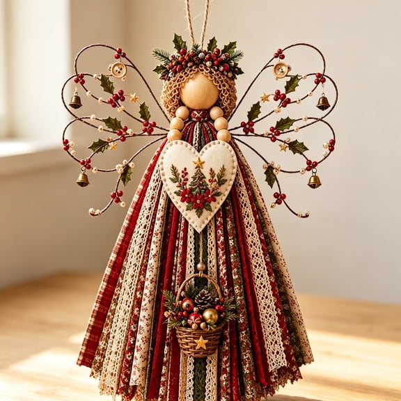 3 Piece Angel Hanging Wall Decor, Vintage Farmhouse Christmas Home Decoration Set for Rustic Cottage Wall Display Holiday Gift