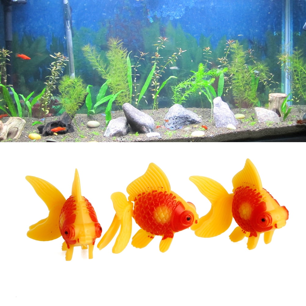 3-Piece Artificial Aquarium Fish Plastic Gold Fish Realistic Moving ...