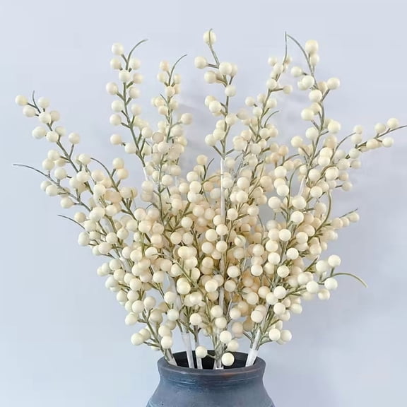 3-Piece Artificial Christmas Flower Set White Berry Stems for Holiday Wreath Making Decor