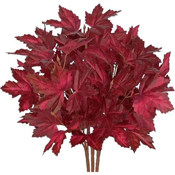 3 Piece Artificial Maple Leaf Branches Red