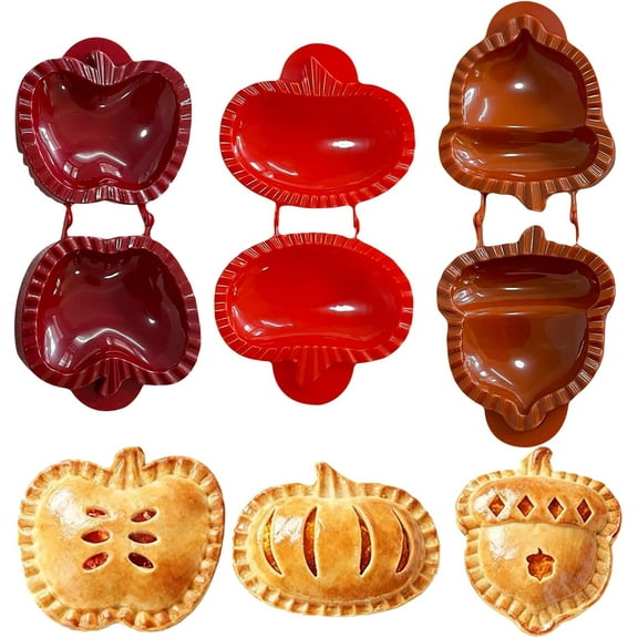 3 Piece Autumn-Themed Pie Mold Set - Apple, Pumpkin & Acorn Shapes | Baking Tools for Fall Festivals & Potlucks