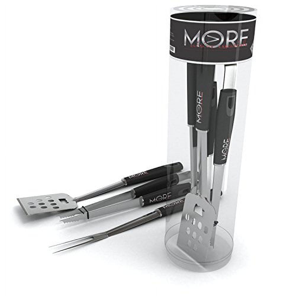 Image showcasing 3-Piece BBQ Set - Heavy Duty Stainless Steel BBQ Tool Set - BBQ RECIPE ...