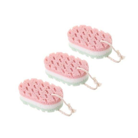 3-Piece Back Scrubber Set, Soft Bubble Bath Brush with Hangable Handle, Exfoliating and Water-Absorbent Cleaning Brush for Shower, Back, and Feet