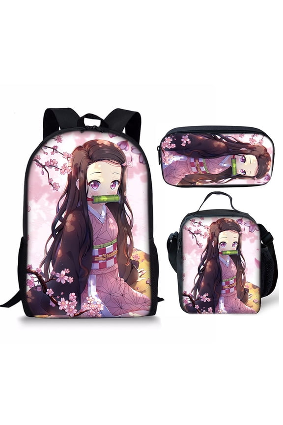 3 Piece Backpack Set, Graphic Print Travel Backpack with Utility Carry Bag and Organizer Pouch, Lightweight Casual Daypack, Multi Pocket Book Storage Bag, Colorful Printed Design