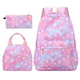 thumbnail image 1 of 3 Piece Backpack Set with Lunch Box and Pencil Case, Pink Star Pattern Laptop Bag for Women Teens, 15.6 Inch Waterproof Nylon School Travel Daypack Large Capacity, 1 of 2