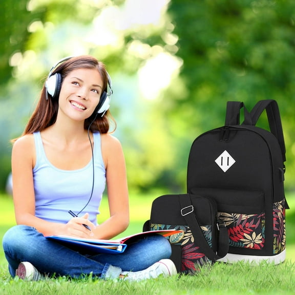 3 Piece Backpack Set for Women, Campus Style College Backpack with Shoulder Bag and Handbag, Casual Student Bookbag Set, Fashionable Matching Set for School, Travel, Daily Use, Large Capacity