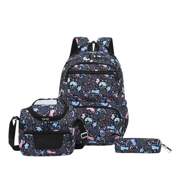 3-Piece Backpack Set for School, Bookbag with Lunch Tote and Pencil Case