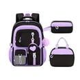 thumbnail image 1 of 3-Piece Backpack for Kids, Boys Girls Bookbag with Lunch Bag & Pencil Case Pom Pom Charm School Bag for Student Back to School, 1 of 2
