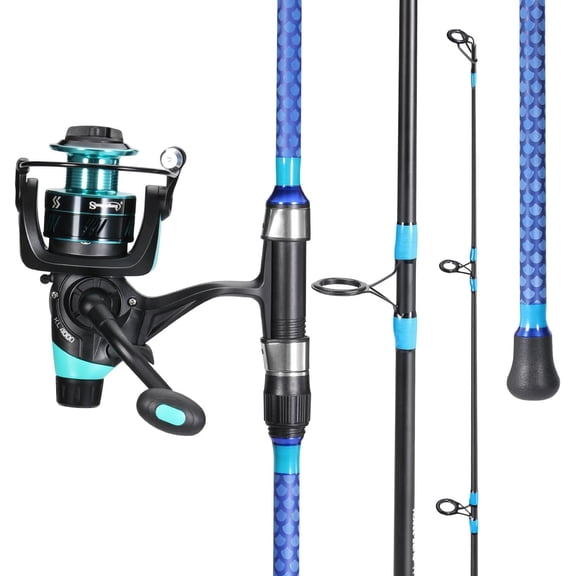 3 Piece Baitfeeder Combo Surf Fishing Rod Combo Medium/Heavy Travel Spinning Rod with 4000 Size Reel (9')
