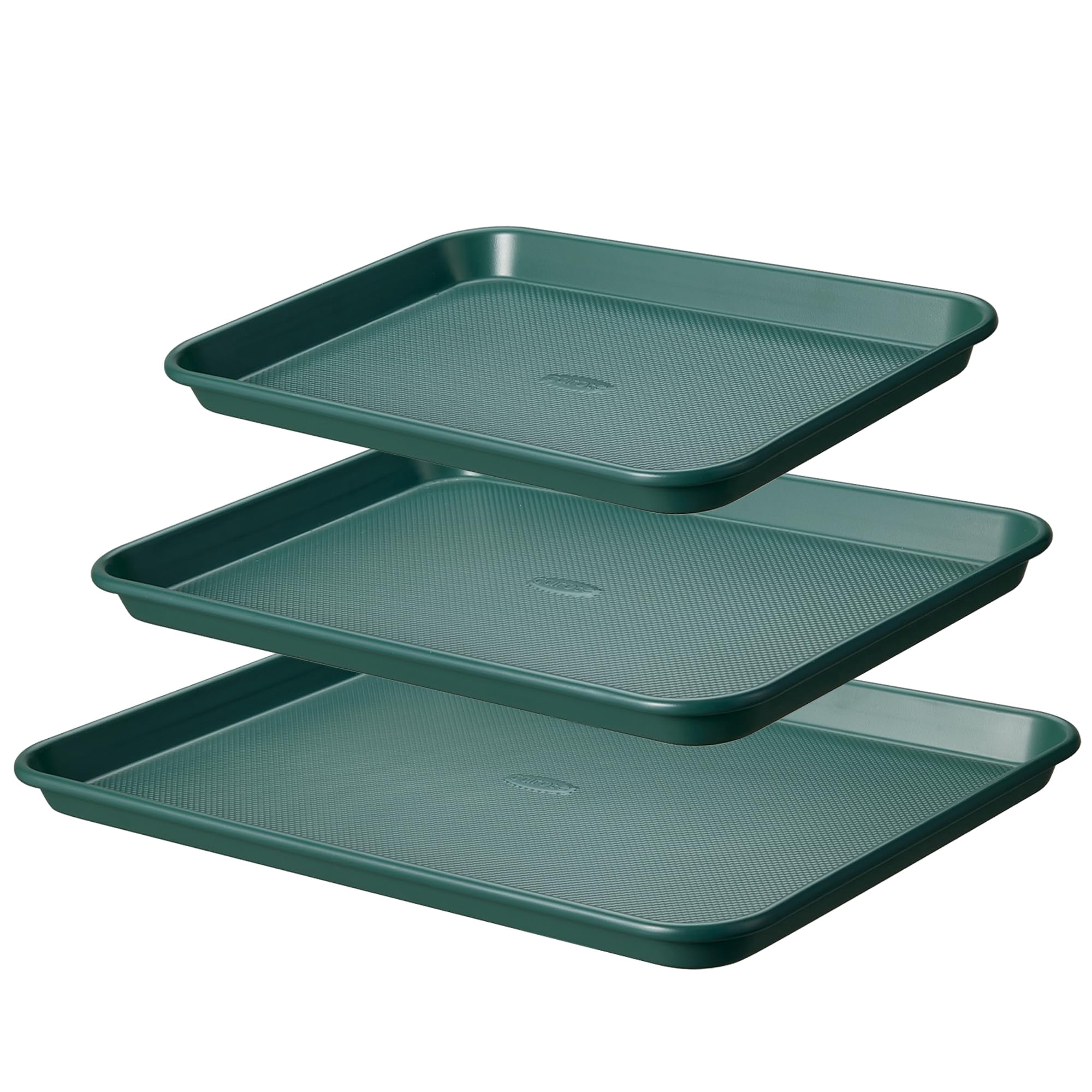 3-Piece Baking Pan Set - Bakeware Set, Baking Sheet Set Including 13 Inch 15 Inch 17 Inch Sheet Pan, Cookie Sheet for Baking, Deep Olive Green