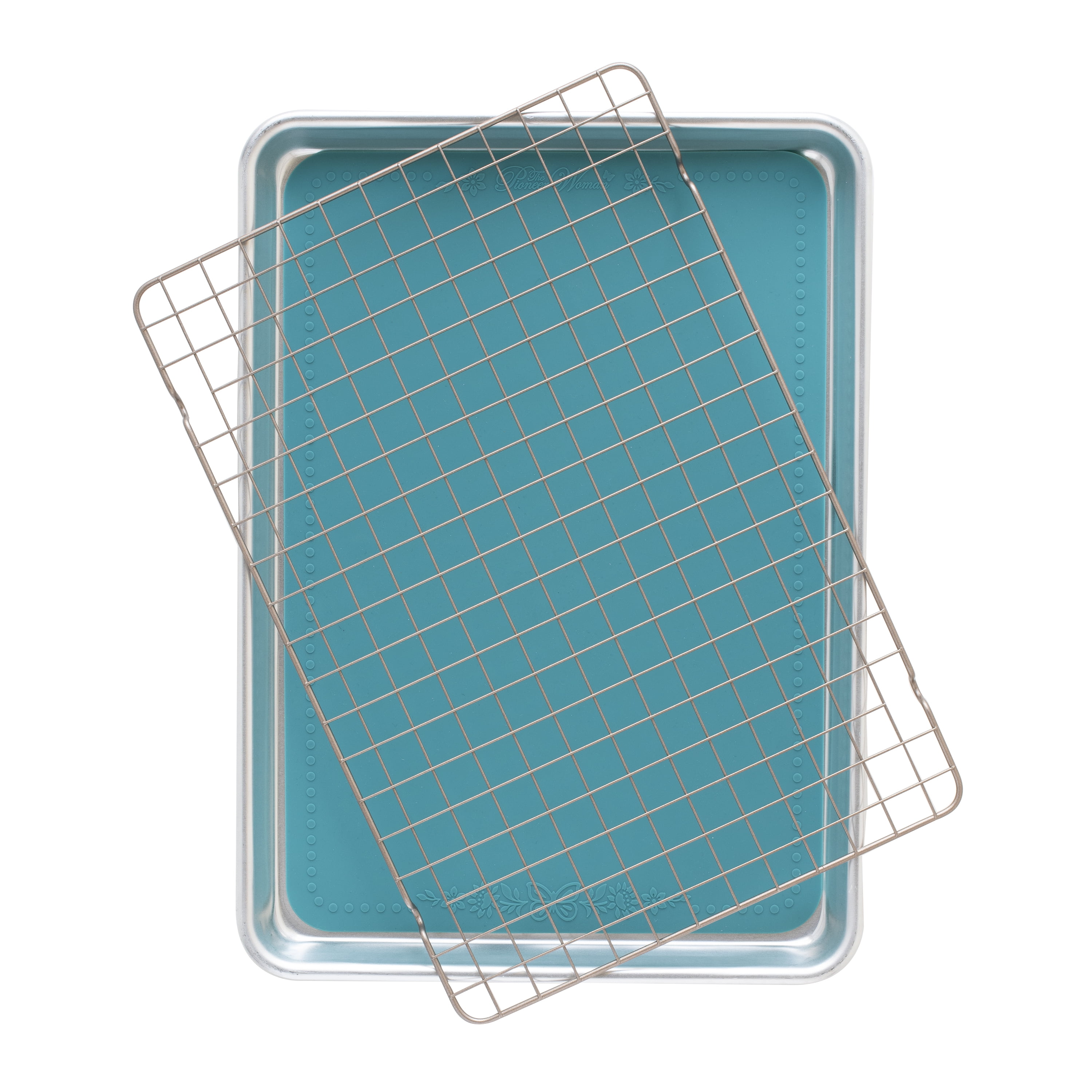 3 Piece Baking Set, Aluminum Half Sheet, Cooling Grid, Silicone Baking Mat, 12" x 18", The Pioneer Woman - Walmart.com
