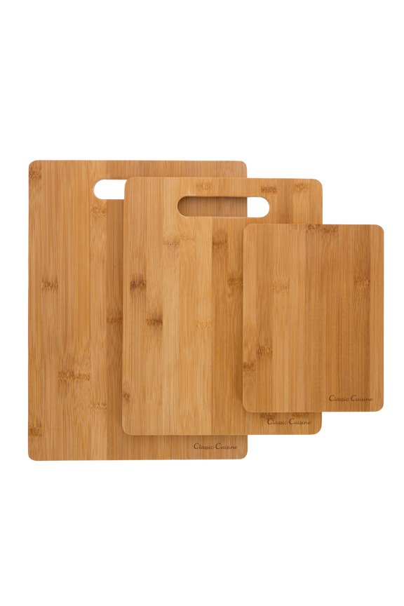 3 Piece Bamboo Cutting Board Set, Food Prep by Classic Cuisine