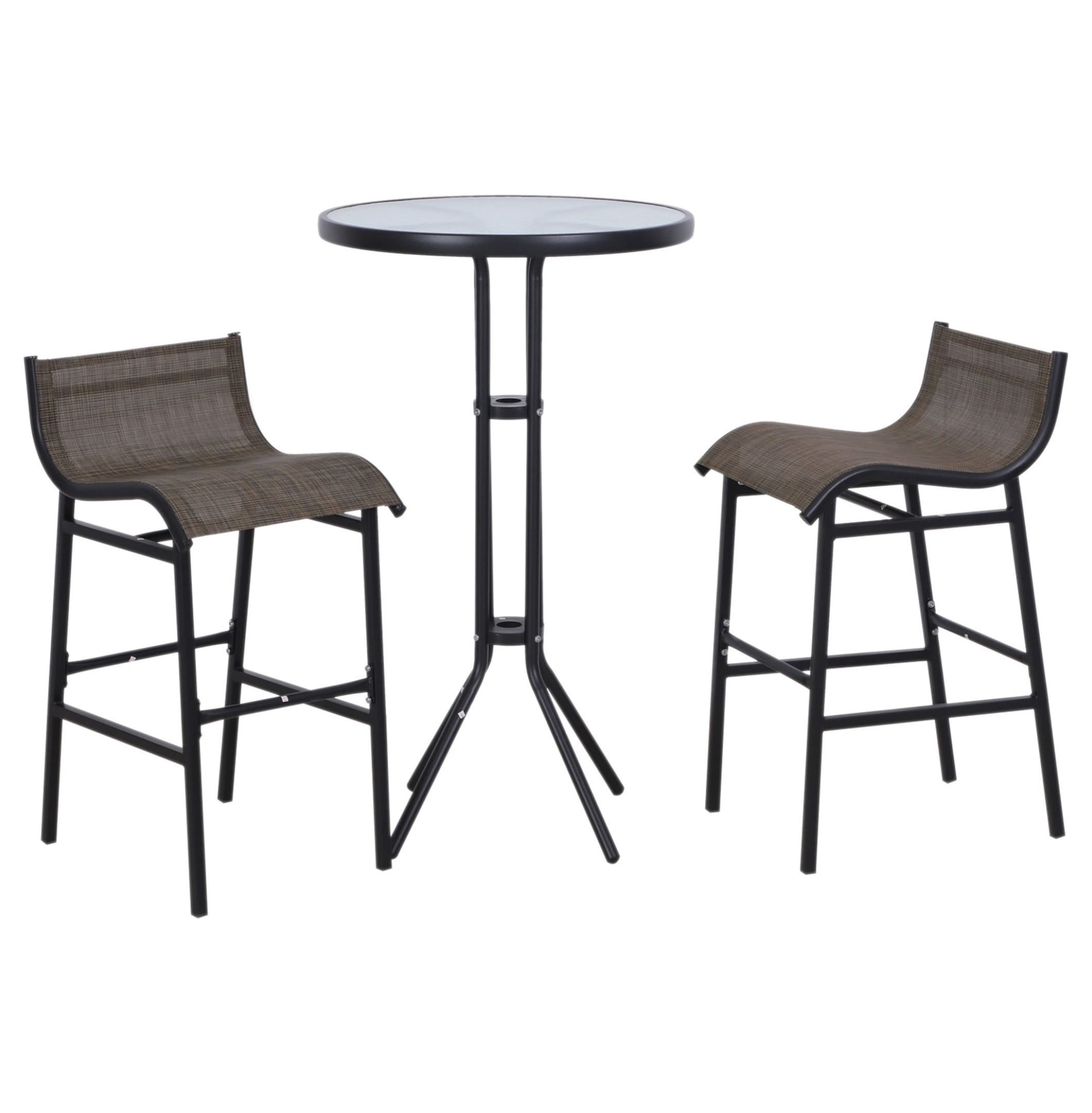 3 Piece Bar Height Outdoor Bistro Set for 2, Round Patio Pub Table 2 ...