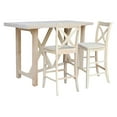 thumbnail image 1 of 3-Piece Bar Height Solid Wood Dining Set with 72" x 28" Table and 2 Cross Back 30 in. Seat Height Bar Stools - Unfinished, 1 of 4