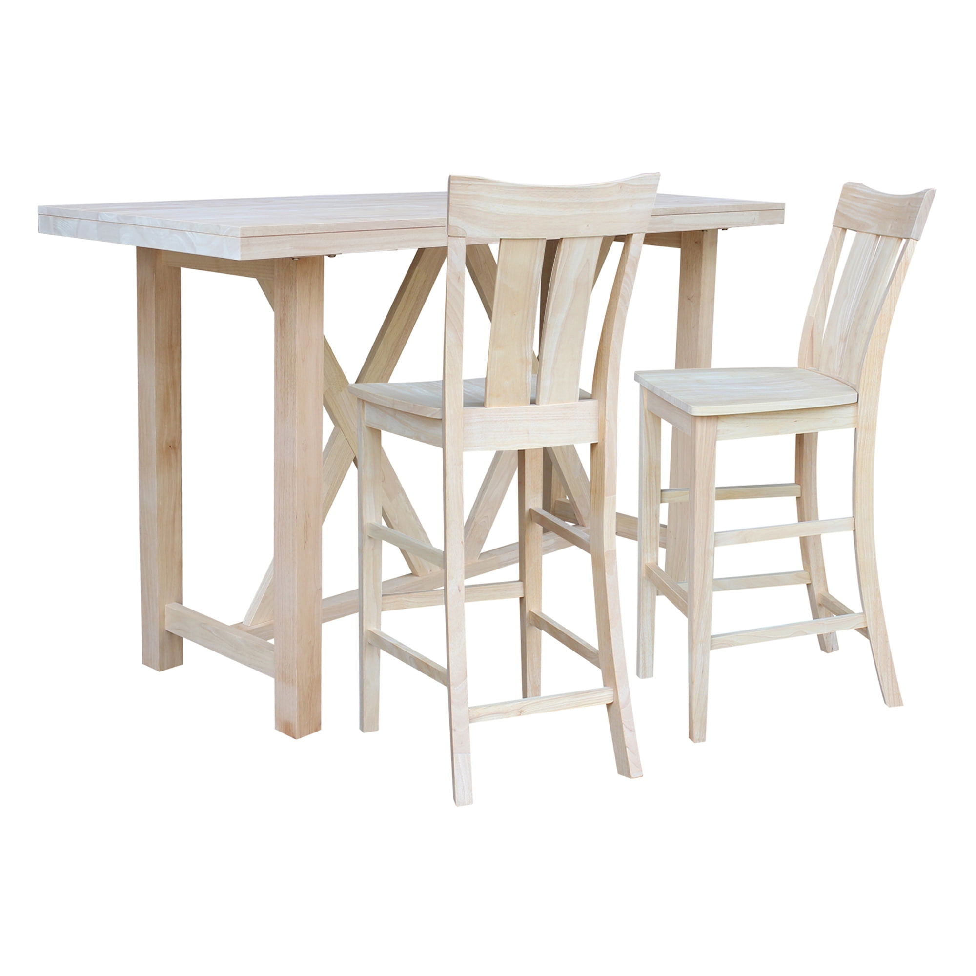 3-Piece Light Wood Bar Height Dining Set with Splat Back Stools