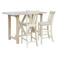 thumbnail image 1 of 3-Piece Bar Height Solid Wood Dining Set with 72" x 28" Table and 2 Splat Back 30 in. Seat Height Bar Stools - Unfinished, 1 of 7