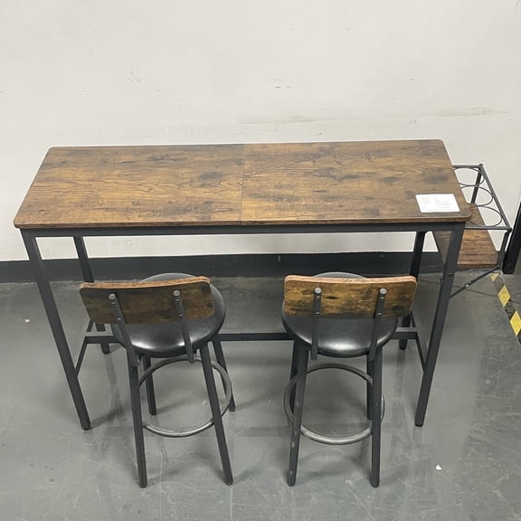 3 - Piece Bar Set | Great for Family Gatherings at Home | Rustic Tabletop with Vintage Woodgrain | Well - curved Backrest for Body Adaptation