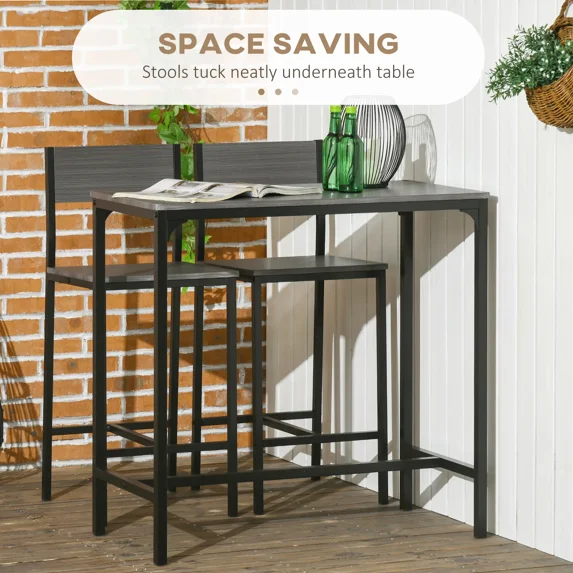 3 Piece Bar Table and Chairs, Industrial Dining Table Set for 2 ...