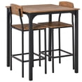 thumbnail image 1 of 3 Piece Bar Table Set, Industrial Counter Height Dining Table Set, Bar Table & Chairs with Steel Legs & Footrests, Black, 1 of 7