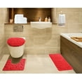thumbnail image 1 of 3 Piece Bath Rock Pebble Cobblestone Red Color Embossed Memory Foam Plush Anti Slip For Bathroom Rug Mat Lid Cover Set Washable, 1 of 2