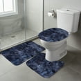 thumbnail image 1 of 3-Piece Bath Rug Set Dark Blue 16x24 Inch Toilet Mat Collection with Lid Non-Slip Bathroom Floor Mat, 1 of 6