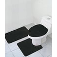 thumbnail image 1 of 3 Piece Bath Rug Set Pattern Bathroom Rug (20"x32")/large Contour Mat (20"x20") with Lid Cover (Black), 1 of 3