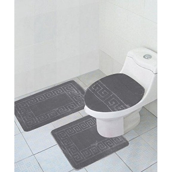WPM Gray Polypropylene Bath Rug Set, Non-Slip (3 Count)