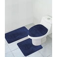thumbnail image 1 of 3 Piece Bath Rug Set Pattern Bathroom Rug (20"x32")/large Contour Mat (20"x20") with Lid Cover (Navy), 1 of 2