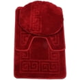 thumbnail image 1 of 3-Piece Bath Rug Set Pattern Bathroom Rug Set | Rug (50cmx80cm), large Contour Mat (50cmX50cm) with Lid Cover (46cmX48CM) Burgundy, 1 of 2