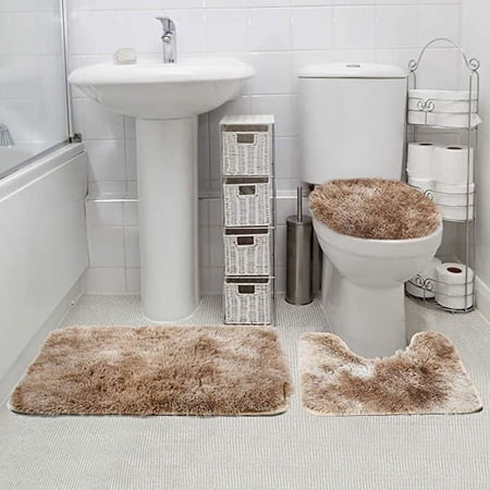 3 Piece Bath Rugs Set,Bath Rug + Contour Mat + Toilet Seat Cover,Super Soft Rugs
