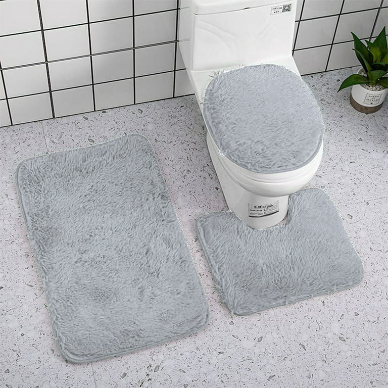 3 Piece Thicken Bath Rugs Set, Clearance Bath Rug + Contour Mat + Toilet  Seat Cover, Super Long Soft Microfiber Water Absorbent & Non-Slip Bathroom